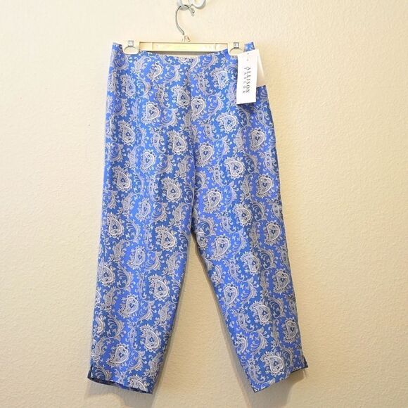 ALLYSON TAYLOR SILK CROPPED PANTS SIZE 8 - Picture 1 of 7